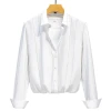 In 2025, men's long-sleeved casual Korean-style trendy, elastic, slim and cool shirt with a white striped top Item Picture
